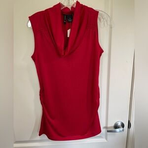 New Direction red cowl neck sleeveless blouse. Size M. 16 inch pit-pit 28” long